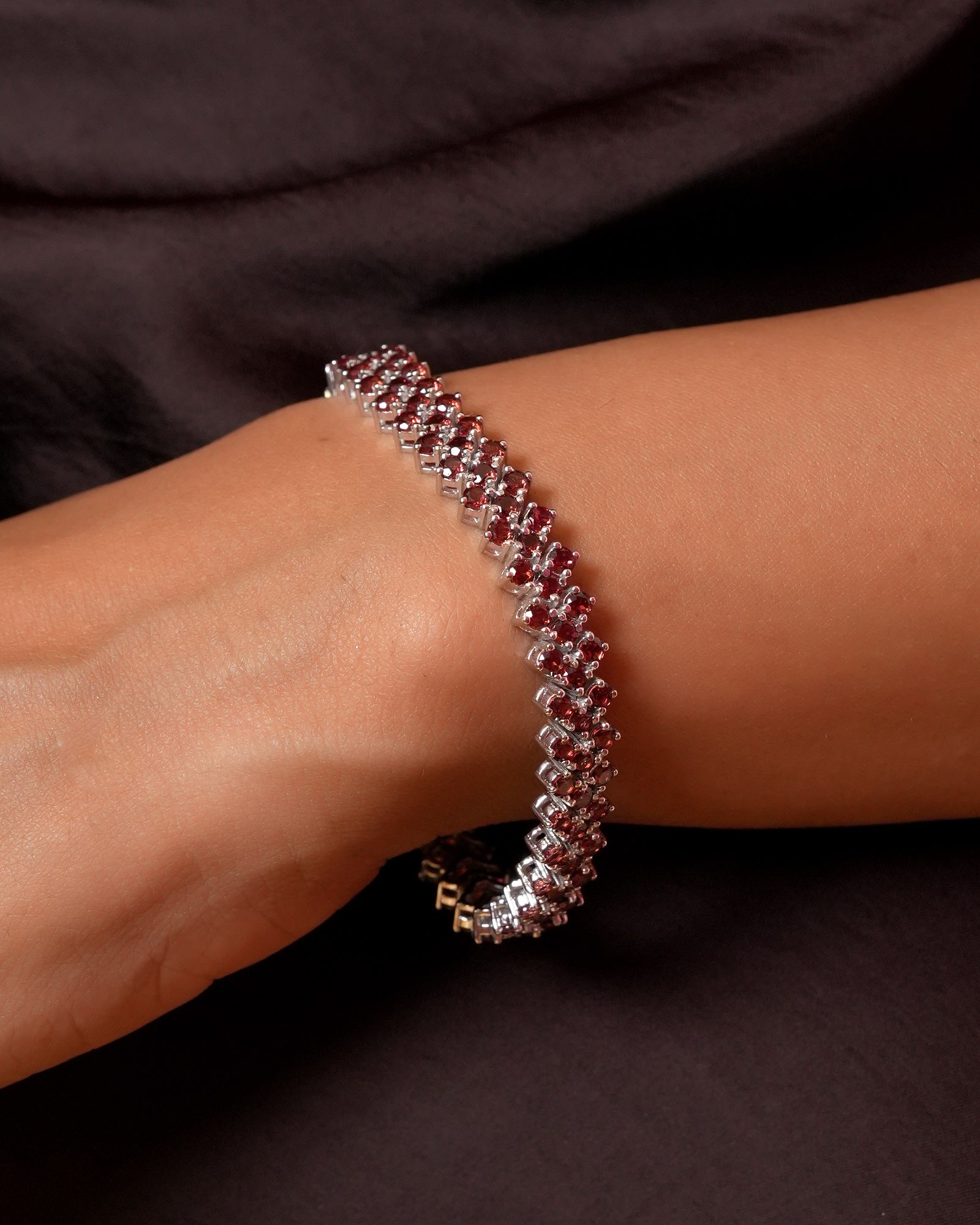 Amara Garnet Sterling Silver Bracelet